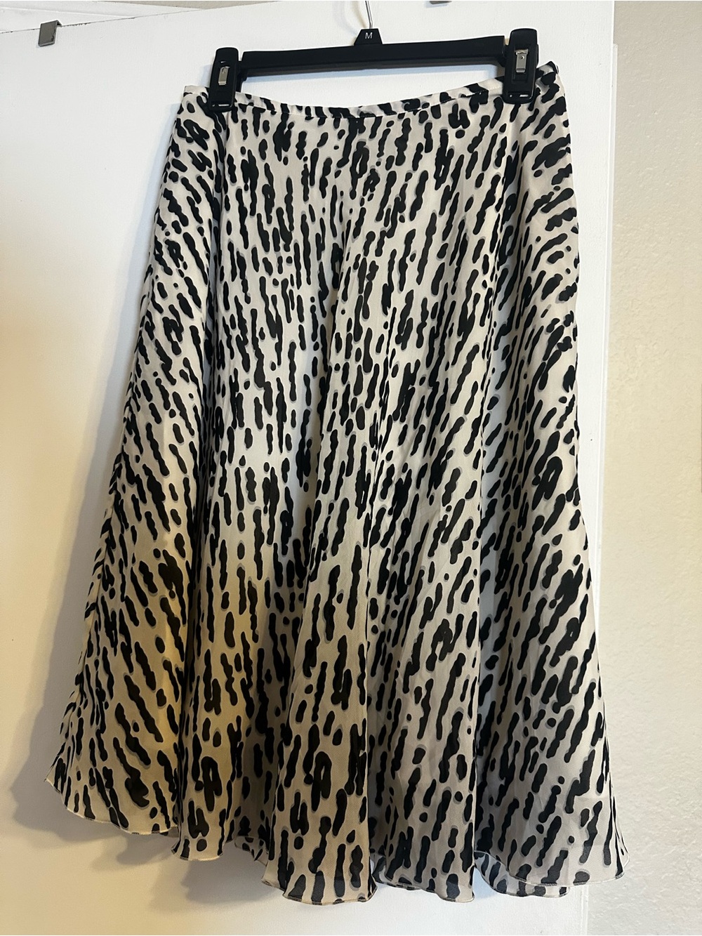 Black and Cream Animal Print A-Line Skirt